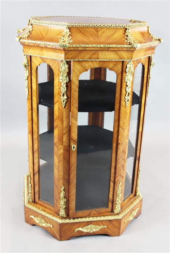 A French ormolu mounted tulipwood vitrine, W.2ft 4in. H.3ft 8in.